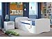 Produktbild CARELLIA Kinderbett 80 cm x 180 cm mit Lattenrost + Barriere Sicherheitsschuhe + Schubladen und Matratze Offert. – Weiß