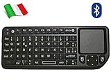Rii Mini Elegance Bluetooth (layout ITALIANO) - Mini tastiera retroilluminata con mouse touchpad Bluetooth e laser per Tablet, Smartphone, Mini PC, Computer, PlayStation, Smart TV