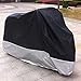 Produktbild HANSHI Motorrad Abdeckung Wasserdicht Staubdicht Schutzhülle Aus Polyster Motorrad Abdeckplane Motorradgarage Sonnenschutz HZC09 (Schwarz&Silber, XXXL 295 * 110 * 140cm)