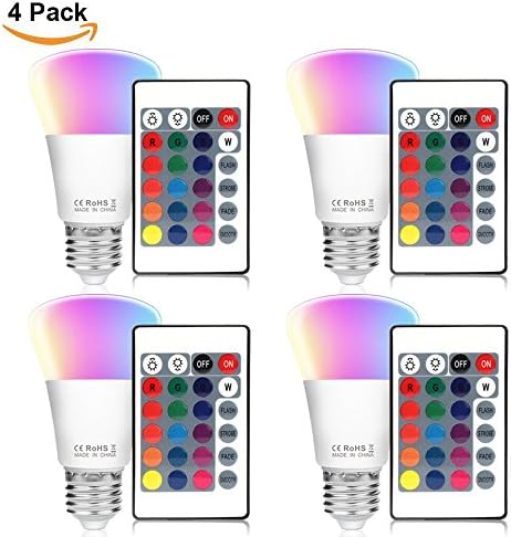 4 Pack eSavebulbs 5W RGB Led Light Bulb With Remote Led RGBW Lamps,Led Bulbs Colour Lights for Home, Office, Decorative Lights[Energy Class A+]