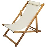 BYSAY AHŞAP KATLANABİLİR TAŞINIR ŞEZLONG. PLAJ, BAH&Ccedil;E, TERAS, BALKON ŞEZLONGU. (KREM)