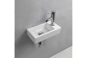 XIFIRY Lavabo de pared para lavabo pequeño rectangular de cerámica