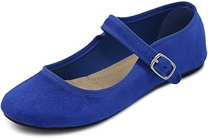 Ollio Women's Shoes Faux Suede Casual Mary Jane Light Ballet Flats