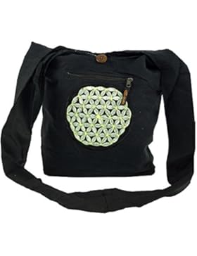 Guru-Shop Besticktes Sadhu Bag, Goa Tasche Schulterbeutel - Braun, Herren/Damen, Baumwolle, 36x38x10 cm, Bunter...