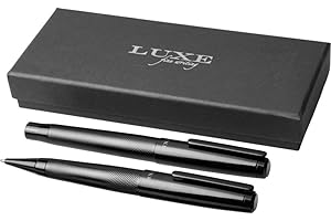 Schreibset aus hochwertigem Kugelschreiber & Tintenroller mit Schaft in Rotguss-Kupfer und in schwarzem Oktaeder-Aluminium als Geschenkset hochwertigeGeschenkverpackung von notrash2003