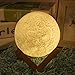 Produktbild Großer ! 3D Mond Lampe B-right Mond dimmbare Nachtlampe, Mond LED Nachtlicht, Mondlicht, Holz Tischlampe, Kinderzimmerlampe,USB Aufladung, 3 Farbtemperatur, Ideale Geschenk für Freunde, Kinder, Baby, Schüler