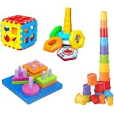 Kiki Bebeğimin İlk Oyuncakları 4'l&uuml; Set Eğitici Oyuncak Bultak Halka Puzzle Kule