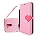Produktbild Lenovo Moto G4 Hülle, Motorola Moto G4 Ledertasche, Ontseev® [Liebe Herzform Design] Niedlich Thin PU Leder Klapp Handy Hülle PU Leder Folio Magnetverschluss Brieftasche Schutz Handytasche Etui Bookstyle Case Weich Leder Hülle mit Ständerfunktion und Kartensteckplätze für Motorola Moto G4 - Rosa