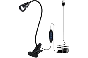 CeSunlight Zoomable Clip Light, USB LED Desk Lamp, CRI>90, Dimmable Zoomable Metal Spotlight with 3 Color Temperature Options, 10 Dimmable Brightness Levels for Readign, Working, Studying