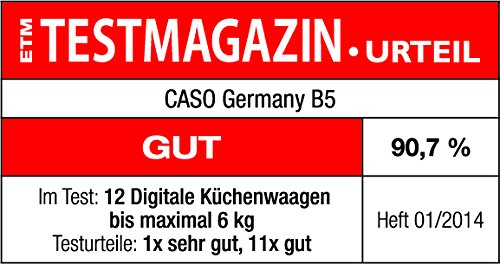 Caso 3290 B5 Ausklappbare Design-Waage mit Hochanzeige wie professionelle Bäckerwaage, sehr genauer Wiegesendor in 0,5g Schritten, idealo für Gewürze und Aromen, bis 5 kg - 5