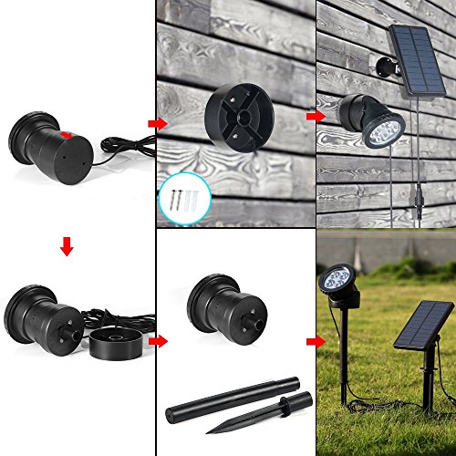 GrandBeing® Gartenleuchte 4 LED AußenleuchteWasserdicht led solar strahler Spotlicht Solarlicht Sonnenenergie Landschaft Beleuchtung für im Freien , Garten ,Pool ,Teich Punkt Licht Lampe (weiß) - 6
