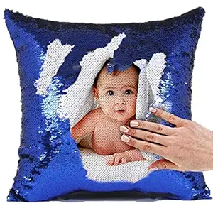 DREAMVIO Imported Personalized Photo Magical Cushion/Pillow for All Occasions (Blue, 16x16 Inches)