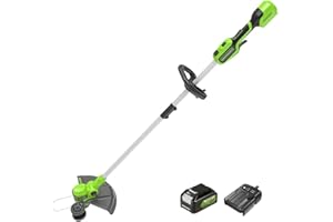 Greenworks 24V Tagliabordi con Ruota a Batteria per Giardini Medi, Ampiezza di Taglio 33cm, Filo di Nylon da 2mm con Autofeed, Batteria 24V 4Ah e Caricabatterie, Garanzia 3 Anni G2D4LT33K4