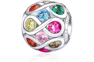FOREVER QUEEN Charms et Breloques pour Femme Argent Sterling Infini Amour Perle Incrusté Multicolore Zircon Cubique pour Bracelet Collier