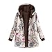 Produktbild Luckycat Damen Winter Warm Outwear Blumendruck Mit Kapuze Taschen Vintage Oversize Mäntel Jacken Mäntel Sweatjacke Winterjacke Fleecejacke Steppjacke