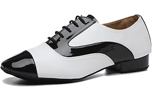 LITNERMIA Mens Lace-up Leather Latin Chacha Tango Jazz Rumba Ballroom Modern Dance Shoes