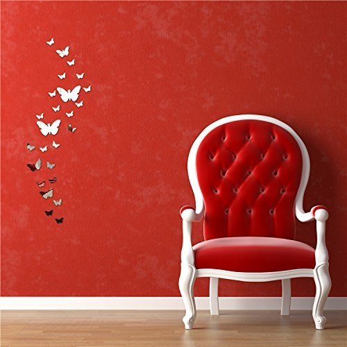 Gearmax® 30 Stk. 3D Schmetterling Wandtattoos Spiegel Style abnehmbar Aufkleber Art Wandbild Wand Aufkleber Haus Dekor - 3