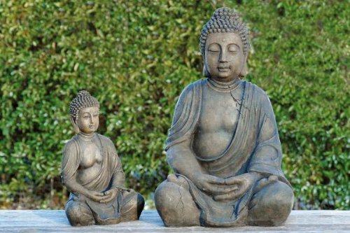 Buddha Buddhafigur Dekofigur Skulptur - Höhe 30 cm Farbe anthrazit