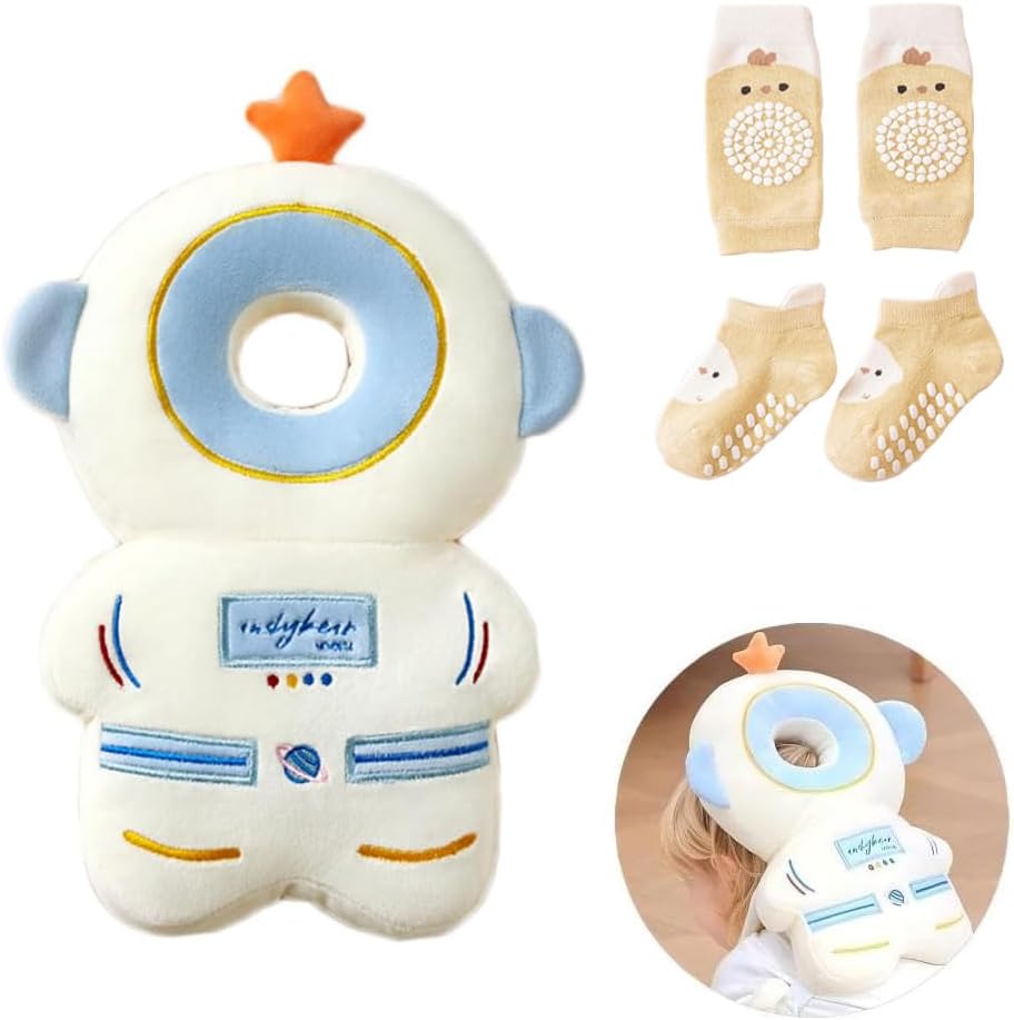 Bambebe Soporte para la Cabeza del Bebé Ajustables Anti-Caídas Almohada Protección Bebé Protector de Cabeza Casco de Protección para Bebe(Astronauta)