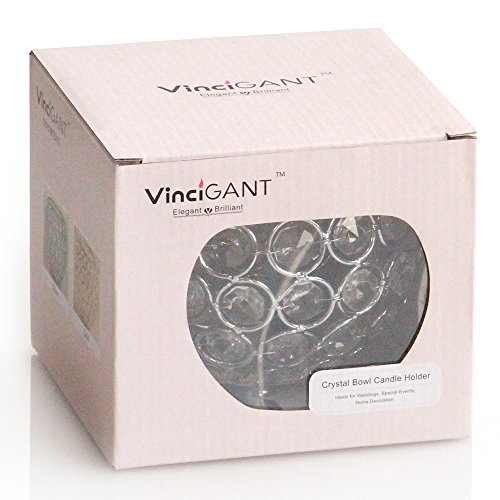 VINCIGANT Kristall Teelichthalter Votivkerze Ständer Kerzenhalter Tischdekoration, 12cm Dia. - 7