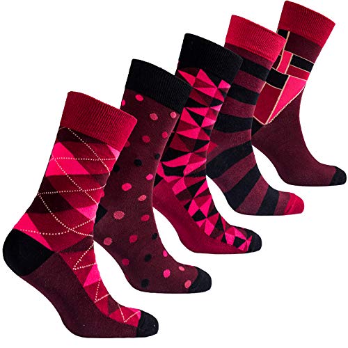 socks n socks-Hombre de 5 pares de lujo Divertido algodón Colorido Guay Vestido Calcetines Caja de regalo