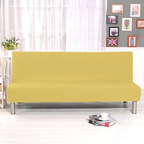 Pure Color Sofa Cover Stretch Elastic Fabric Sofa Couch Slipcovers All-inclusive integral armless pull-out Pet Dog Couch Protector Floral Print Slipcover size 160cm-195cm (Yellow)