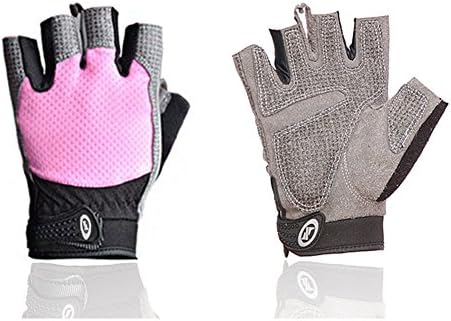 Seroda Anti-Slip Gloves Fitness Gloves Half Finger Bike Gloves,Velcro Design Men and Women (Pink, M)