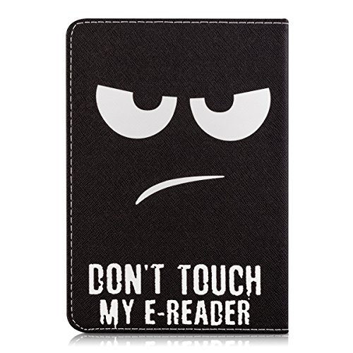 kwmobile Hülle für Tolino Shine / Page – Flipcover Case eReader Schutzhülle – Bookstyle Klapphülle Don’t touch my E-Reader Design Weiß Schwarz - 3