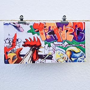 Postkarte XXL Panorama Graffiti Hahn