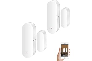RISOON Sensor de ventana de puerta: sensor de puerta inteligente Tuya gratuita Alertas en tiempo real, sensor contacto inalámbrico WiFi para la seguridad del hogar y, para Alexa Google Assistant (2 unidad)