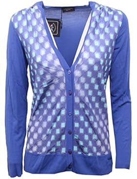 B7780 cardigan donna PAUL & SHARK blu maglione seta sweater woman