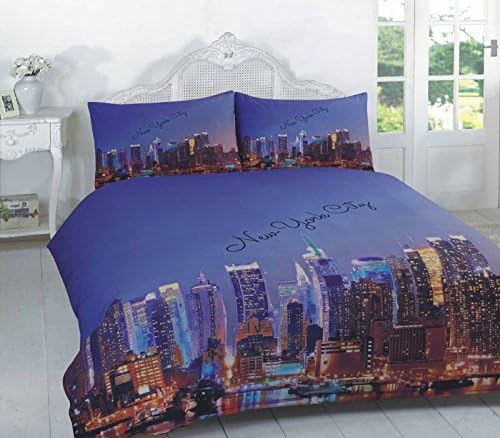GB Textiles 3D New York City Manhattan Skyline King Duvet Quilt Cover Pillowcase Bedding Set