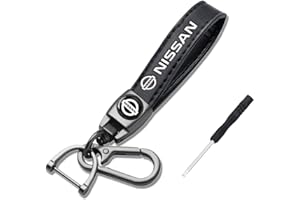 ADIEN Retro Leather Keyring for Nissan Maxima Altima Rogue Kicks Murano Frontier Pathfinder Titan,Black Anti-rust Key Ring for Car Vehicle Motorcycle Bicycle,Fashion Keyring for Men and Women