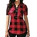 Produktbild OSYARD Damen Plus Größe Criss Cross Frontgitter Kurzarm Bluse Pullover TopsShirt(EU 46/XL, Rot)