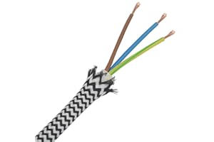 CHRISTOPH PALME LEUCHTEN 5m Stoffkabel Schwarz Weiß gezackt 3G 0,75qmm Textilkabel Lampenkabel Leuchtenkabel Kabel Stromkabel umsponnen Zickzack