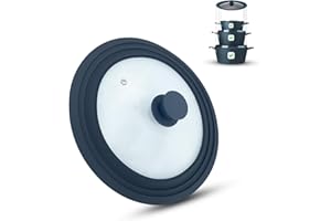 M.S.N Uniwersalna szklana pokrywka, garnki i patelnie 28/30/32 cm, z zaworem wylotowym i silikonową krawędzią.