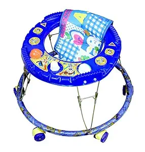 Govinds Baby Activity Walker for Boys and Girls Children for 5+ Months Round Iron Baby Walker Foldable (8 Wheels Blue Color)