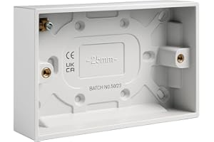 CYBER SALES Double Patress Box 25mm – Surface Mount Electrical Back Box for Double Sockets, Switches & Outlets | Durable PVC Wall Mount Junction Box for Wiring, Home & Commercial Electrical Installations