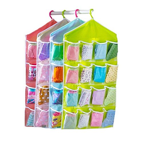 UEETEK 16 Taschen hängen Schranktür hängende Tasche Schuh Rack Aufhänger Unterwäsche Socken BH Krawatten Lagerung ordentlich Organize(Blue) - 2