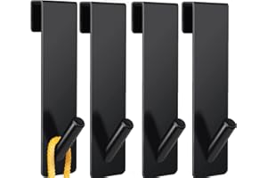 WOOLUCK® Haczyki prysznicowe bez wiercenia, 4 sztuki haczyków na drzwi do ściany prysznicowej, stal nierdzewna, do zawieszenia, z gumową ochroną kolor czarny(17,8cm)