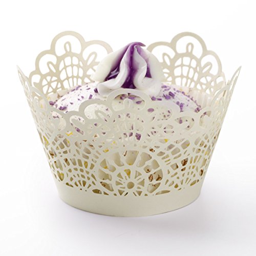 24 x Laser Cut Kuchen Cupcake Wrapper Verpackung Dekoration Muffin Hülle für Hochzeit Party Cupcake Dekoration Muffinförmchen Neu - 4