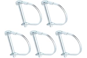 Hocansen 5 Pcs Wire Locking Pins 6x45mm D Shape Safety Coupler Pin Round Wire Shaft Locking Pin with Arch Wire Retainer for Farm, Tractors, Trailers（6x45mm/DX）