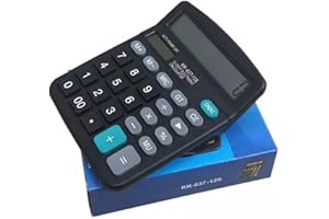 CHLOENCE - Calcolatrice da Tavolo per Ufficio e Scuola, 12 Cifre con Ampio Display Lcd e Pulsanti Grandi, Doppia Alimentazione Solare e Batteria, Adatto per Casa, Scuola, Ufficio (NERO)