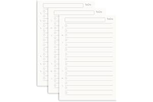 AXEWOODZ Confezione da 3 fogli di carta di ricambio formato A5, con 6 fori, 135 fogli/270 pagine, per planner (A5)