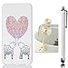 Produktbild Samsung Galaxy Core Prime/G360 Hülle,Sunroyal Cute Karikatur Blau Elefant Rot Herz Blumen Ultra Dünne Slim Hart PC Case Hülle Haut Zurück prägen Bunte Malerei Pattern Schutzhülle Cover Hart Rückseite Handytasche Hülle Schale Etui Tasche Case Cover Haut Schale für Samsung Galaxy Core Prime/G360 + Glitzer Sparkle Crystal Anti-Staub Stecker und Stylus Touch Pen