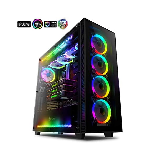 anidees AI Crystal Cube Malla Panel Frontal AR V3 Vidrio Templado de Doble cámara EATX/ATX Estuche para Juegos de PC con…
