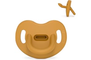 Suavinex, Smoczek z całego silikonu dla niemowląt 0/6 miesięcy, Sx Pro Anatomiczny smoczek z smoczkiem, super miękki i elastyczny, idealny do spania, Colour Essence, musztarda