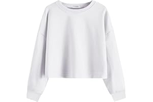 Arshiner Sweatshirt Fille à Manches Longues Hauts Courts Coton Col Rond Pullover Tops pour Enfants 5-12 Ans