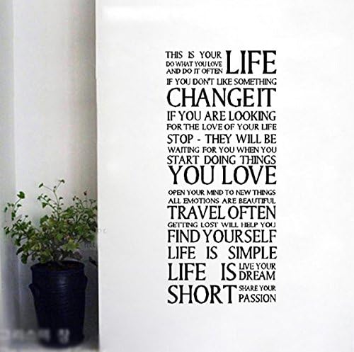 Homemay PVC Wall Stickers English alphabet poem inspirational life change living room bedroom TV wall background decorationWallpaper125 cm x 60cm-Rose