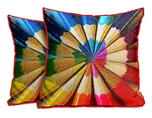 DreamVio Jute Exclusive Decorative Throw/Pillow Covers, Cushion Covers for Living Room, Bed Room, Sofa,Chairs Pack/Set of 2 (Multicolour, Size 16 x 16 Inches)